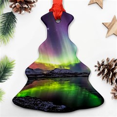 Aurora Borealis Polar Northern Lights Natural Phenomenon North Night Mountains Christmas Tree Ornament (two Sides) by Grandong