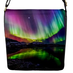 Aurora Borealis Polar Northern Lights Natural Phenomenon North Night Mountains Flap Closure Messenger Bag (s) by Grandong