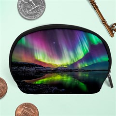 Aurora Borealis Polar Northern Lights Natural Phenomenon North Night Mountains Accessory Pouch (large) by Grandong