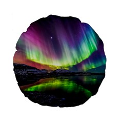 Aurora Borealis Polar Northern Lights Natural Phenomenon North Night Mountains Standard 15  Premium Flano Round Cushions by Grandong