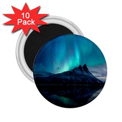 Aurora Borealis Mountain Reflection 2 25  Magnets (10 Pack)  by Grandong