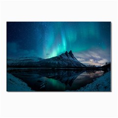 Aurora Borealis Mountain Reflection Postcards 5  X 7  (pkg Of 10) by Grandong