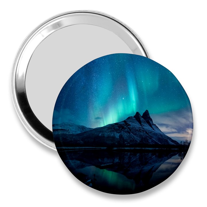 Aurora Borealis Mountain Reflection 3  Handbag Mirrors