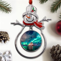 Amazing Aurora Borealis Colors Metal Snowman Ornament by Grandong