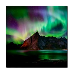 Aurora Borealis Nature Sky Light Tile Coaster by Grandong