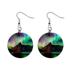 Aurora Borealis Nature Sky Light Mini Button Earrings by Grandong