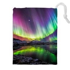 Aurora Borealis Polar Northern Lights Natural Phenomenon North Night Mountains Drawstring Pouch (5xl) by Grandong