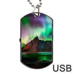 Aurora Borealis Nature Sky Light Dog Tag Usb Flash (two Sides) by Grandong