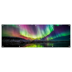 Aurora Borealis Polar Northern Lights Natural Phenomenon North Night Mountains Banner And Sign 12  X 4  by Grandong