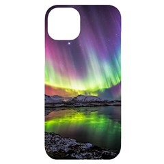 Aurora Borealis Polar Northern Lights Natural Phenomenon North Night Mountains Iphone 14 Plus Black Uv Print Case by Grandong