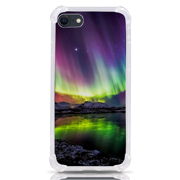 Aurora Borealis Polar Northern Lights Natural Phenomenon North Night Mountains iPhone SE