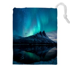 Aurora Borealis Mountain Reflection Drawstring Pouch (4xl) by Grandong