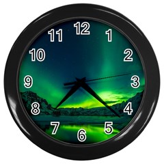 Iceland Aurora Borealis Wall Clock (Black)