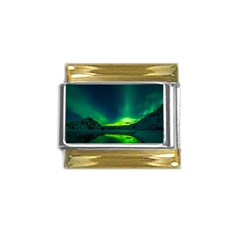 Iceland Aurora Borealis Gold Trim Italian Charm (9mm) by Grandong