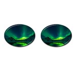 Iceland Aurora Borealis Cufflinks (Oval) Front(Pair)