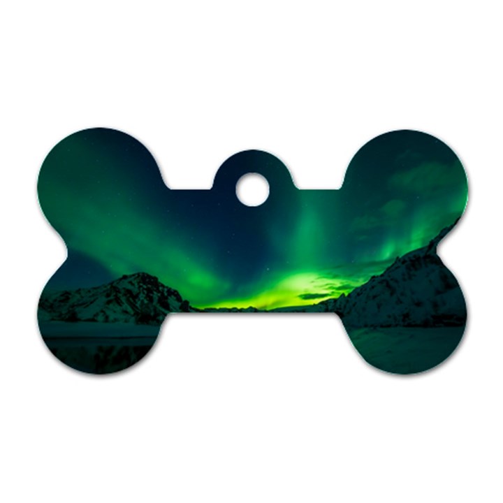 Iceland Aurora Borealis Dog Tag Bone (One Side)