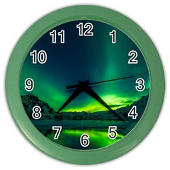 Iceland Aurora Borealis Color Wall Clock