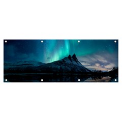 Aurora Borealis Mountain Reflection Banner And Sign 8  X 3  by Grandong