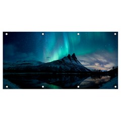 Aurora Borealis Mountain Reflection Banner And Sign 8  X 4  by Grandong