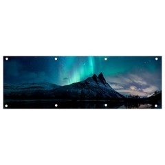 Aurora Borealis Mountain Reflection Banner And Sign 9  X 3  by Grandong