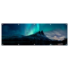 Aurora Borealis Mountain Reflection Banner And Sign 12  X 4  by Grandong