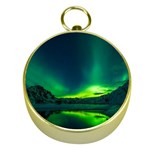 Iceland Aurora Borealis Gold Compasses Front