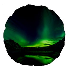 Iceland Aurora Borealis Large 18  Premium Flano Round Cushions