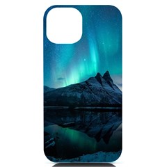 Aurora Borealis Mountain Reflection Iphone 14 Black Uv Print Case by Grandong