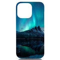 Aurora Borealis Mountain Reflection Iphone 14 Pro Max Black Uv Print Case by Grandong