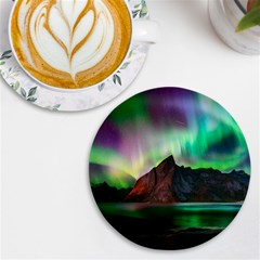 Aurora Borealis Nature Sky Light Uv Print Round Tile Coaster by Grandong