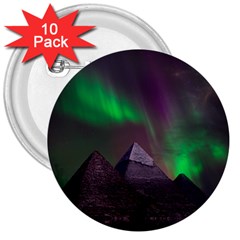 Aurora Northern Lights Phenomenon Atmosphere Sky 3  Buttons (10 Pack)  by Grandong