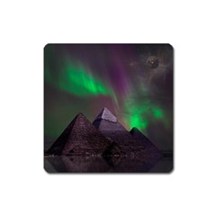 Aurora Northern Lights Phenomenon Atmosphere Sky Square Magnet by Grandong