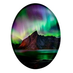 Aurora Borealis Nature Sky Light Oval Glass Fridge Magnet (4 Pack) by Grandong