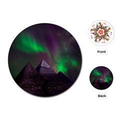 Aurora Northern Lights Phenomenon Atmosphere Sky Playing Cards Single Design (round) by Grandong