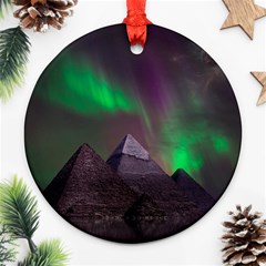 Aurora Northern Lights Phenomenon Atmosphere Sky Round Ornament (two Sides) by Grandong