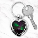 Aurora Stars Sky Mountains Snow Aurora Borealis Key Chain (Heart) Front