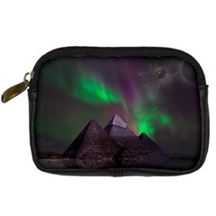 Aurora Stars Sky Mountains Snow Aurora Borealis Digital Camera Leather Case by Grandong