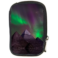 Aurora Stars Sky Mountains Snow Aurora Borealis Compact Camera Leather Case by Grandong