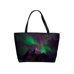 Aurora Stars Sky Mountains Snow Aurora Borealis Classic Shoulder Handbag by Grandong