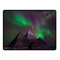 Aurora Stars Sky Mountains Snow Aurora Borealis Fleece Blanket (small) by Grandong