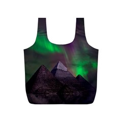 Aurora Stars Sky Mountains Snow Aurora Borealis Full Print Recycle Bag (s) by Grandong