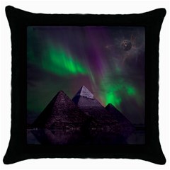 Aurora Northern Lights Celestial Magical Astronomy Throw Pillow Case (black) by Grandong