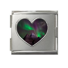 Aurora Northern Lights Celestial Magical Astronomy Mega Link Heart Italian Charm (18mm) by Grandong