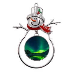 Iceland Aurora Borealis Metal Snowman Ornament