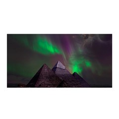 Aurora Stars Sky Mountains Snow Aurora Borealis Satin Wrap 35  X 70  by Grandong