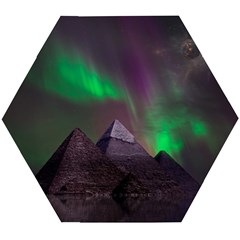 Aurora Northern Lights Phenomenon Atmosphere Sky Wooden Puzzle Hexagon by Grandong