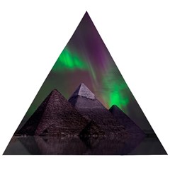 Aurora Stars Sky Mountains Snow Aurora Borealis Wooden Puzzle Triangle by Grandong