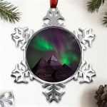 Aurora Northern Lights Phenomenon Atmosphere Sky Metal Small Snowflake Ornament Front