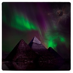 Aurora Stars Sky Mountains Snow Aurora Borealis Uv Print Square Tile Coaster  by Grandong