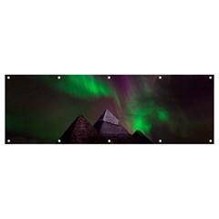 Aurora Stars Sky Mountains Snow Aurora Borealis Banner And Sign 12  X 4  by Grandong